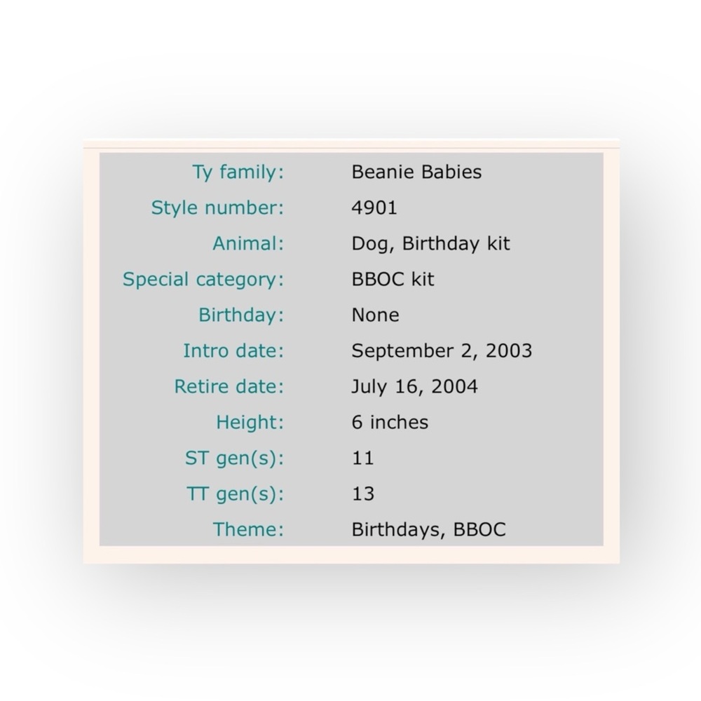new Y2K Collectible: Beanie Babies Official Club 𖠌 Color Me Birthday Kit Dog 𖠌 - Picture 6 of 16